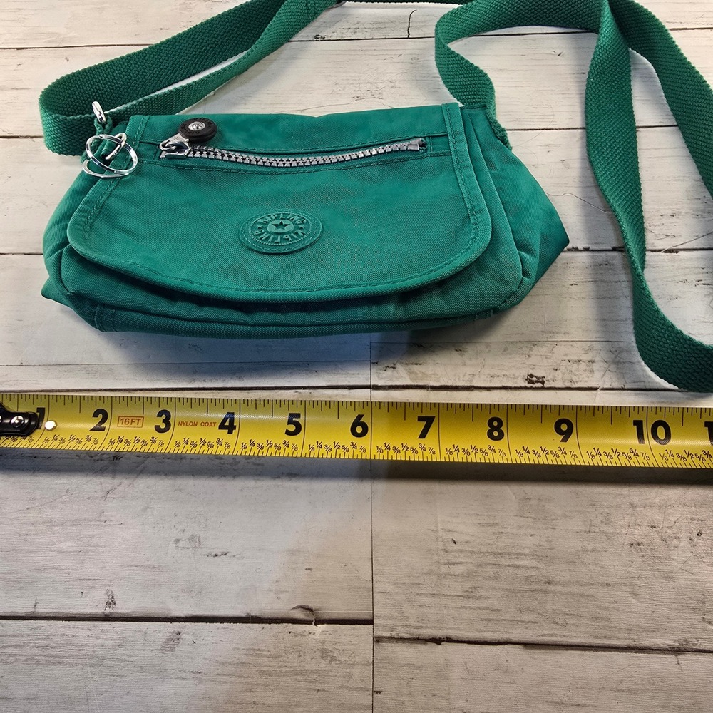Kipling Green Crinkle Nylon Crossbody Bag Small Messenger Shoulder Bag - Picture 3 of 7